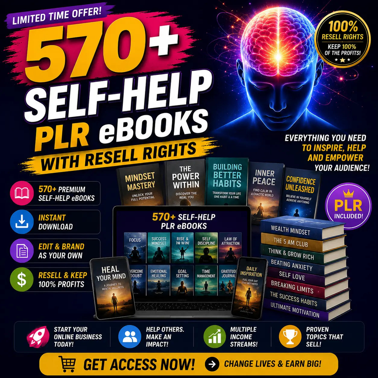 570+ Self-Help eBooks — Full Resell Rights Included