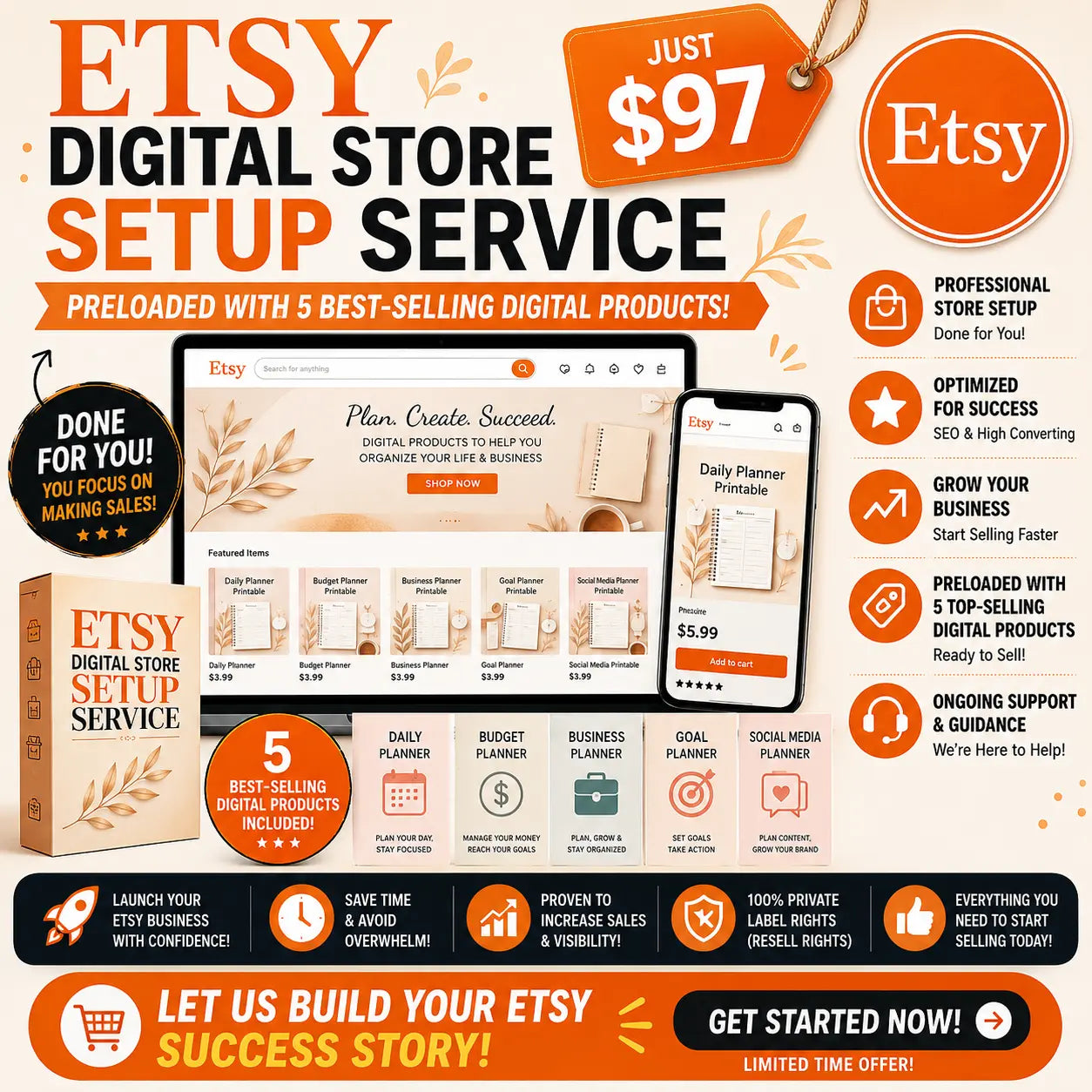 Done-For-You Etsy Shop Setup + 5 Bestsellers