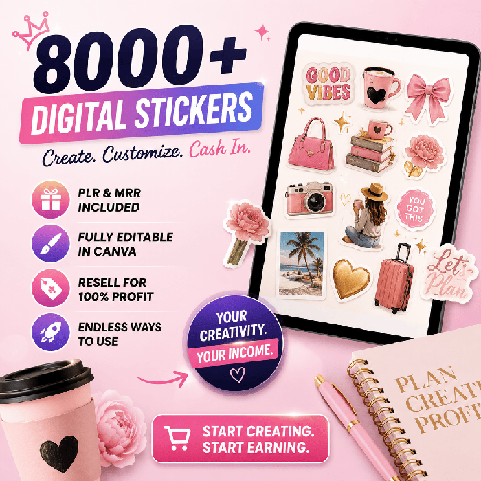 8,000+ Digital Planner Stickers — Full Resell License
